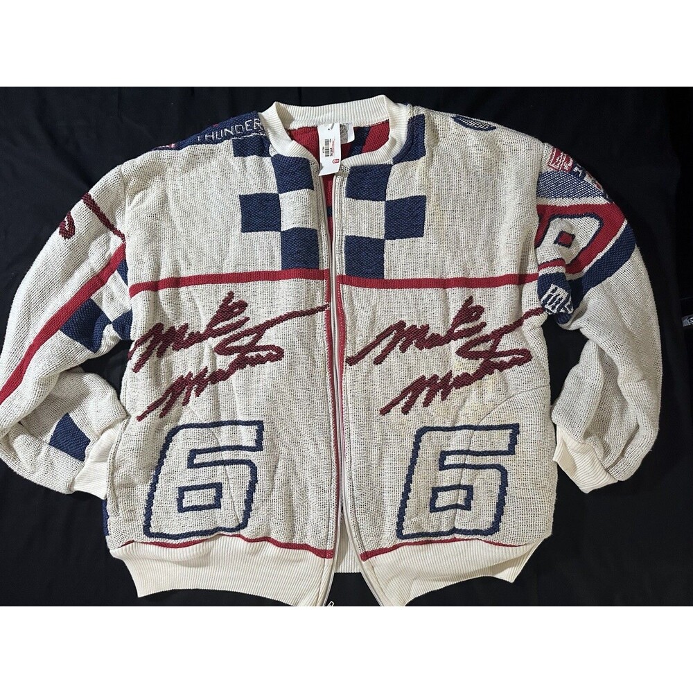 ✨RARE Vintage 90s M. Martin #6 Nascar Racing Zip Sweater Large w Tags Pls Read✨